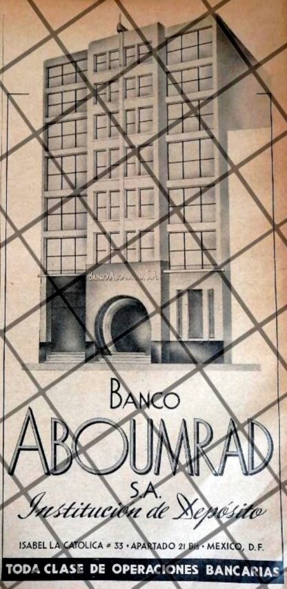 CARTEL PUBLICITARIO RETRO. BANCO ABOUNMRAD 1942 /155