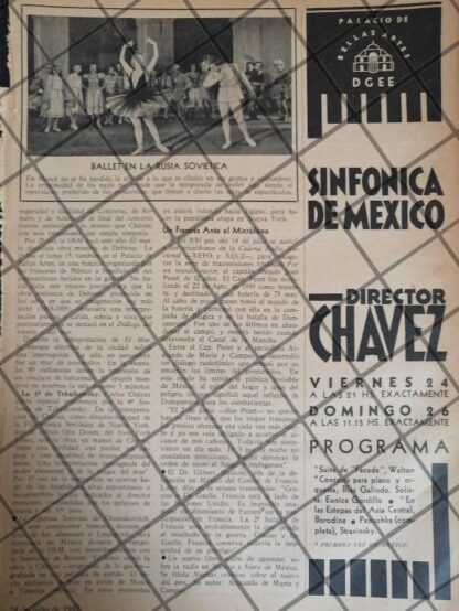 AFICHE RETRO ORQUESTA SINFONICA. BLAS GALINDO Y OTROS 1942