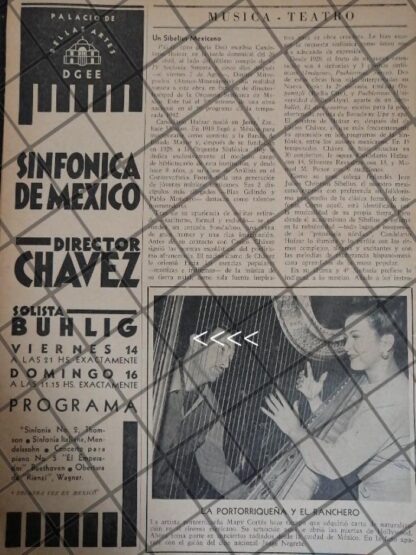 AFICHE RETRO ORQUESTA SINFONICA /JORGE NEGRETE ETC 1942