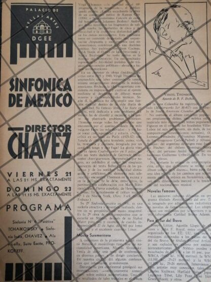 AFICHE RETRO ORQUESTA SINFONICA /VIRGIL THOMSON EN MEXICO 1942