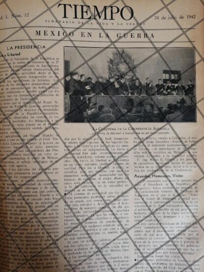 AFICHE RETRO MEXICO EN GUERRA 1942 Y MAS NOTAS - Imagen 2