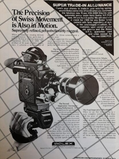 CARTEL PUBLICITARIO RETRO CAMARA DE CINE BOLEX 1979