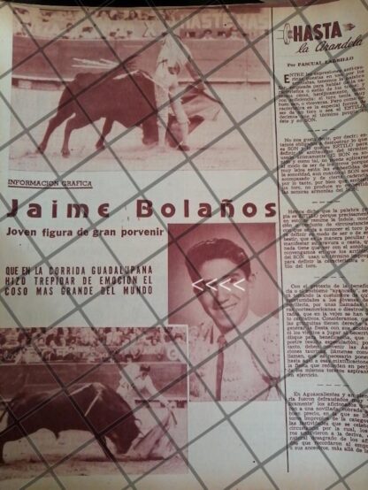 AFICHE ANTIGUO TORERO JAIME BOLAÑOS. 1954 2