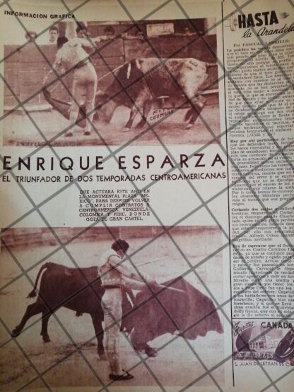 AFICHE ANTIGUO INICIOS DEL TORERO ENRIQUE ESPARZA. 1953