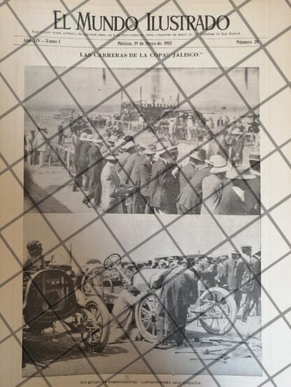 PORTADA ANTIGUA 1907 LA CARRERAS DE AUTOS EN JALISCO