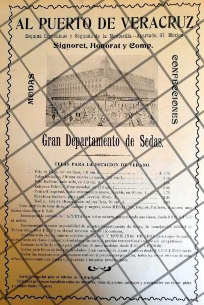 PUBLICIDAD ANTIGUA TIENDA EL PUERTO DE VERACRUZ 1907 /15