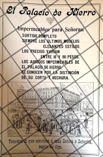 CARTEL PUBLICITARIO ANTIGUO EL PALACIO DE HIERRO 1907 -78