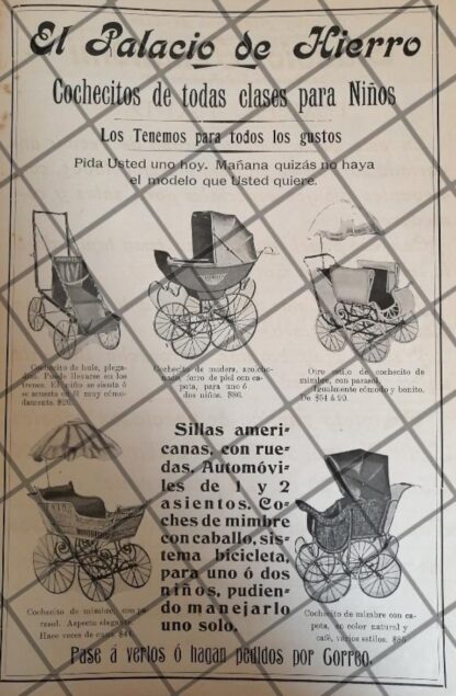 CARTEL ANTIGUO CARRIOLAS DEL PALACIO DE HIERRO 1907