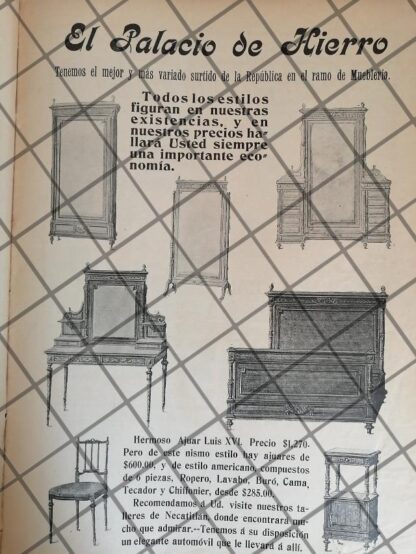CARTEL ANTIGUO EL PALACIO DE HIERRO MUEBLES 1907 -81
