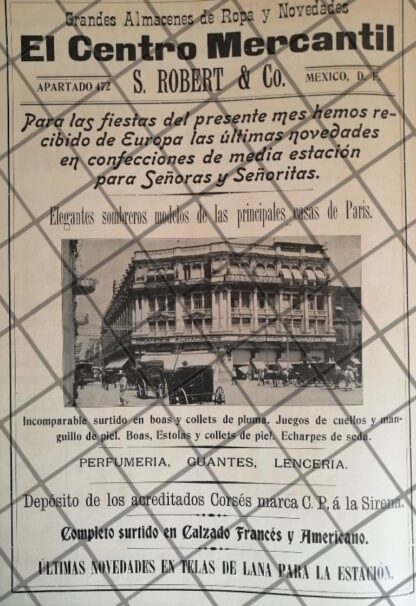 CARTEL ANTIGUO TIENDA EL CENTRO MERCANTIL 1907 -33