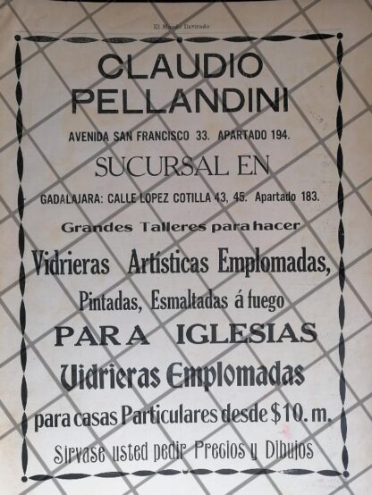 CARTEL ANTIGUO CASA CLAUDIO PELLANDINI 1910 /15