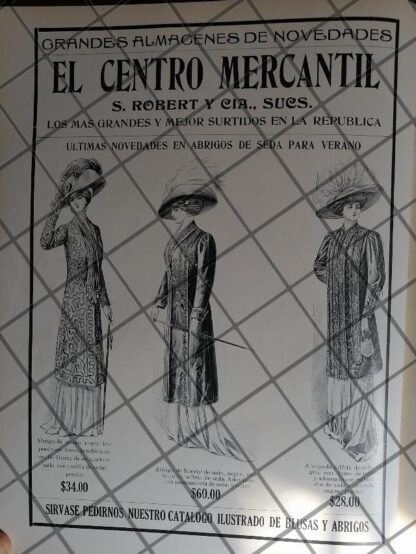 CARTEL ANTIGUO TIENDA EL CENTRO MERCANTIL 1910 -20