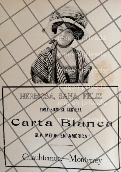 CARTEL ANTIGUO CERVEZA CARTA BLANCA 1910 -204