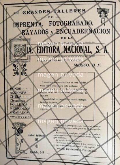 CARTEL ANTIGUO IMPRENTA CIA EDITORA NACIONAL S.A 1910 RARO