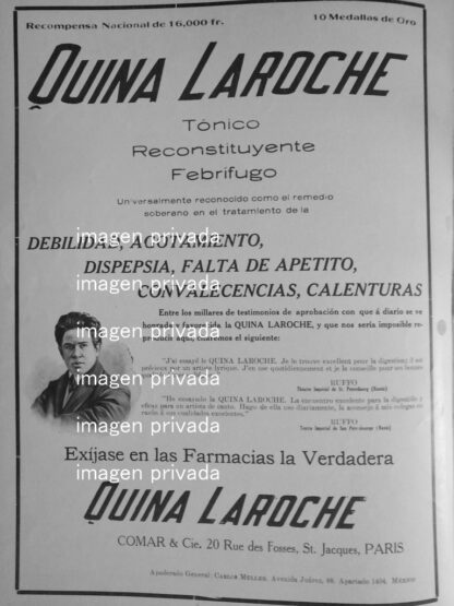 CARTEL ANTIGUO QUINA LAROCHE Y TITTA RUFFO 1910