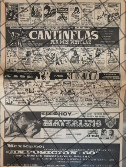 CARTELERA DE CINE RETRO 1969 POR MIS PISTOLAS, CANTINFLAS Y MAS