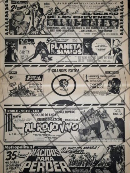 CARTELERA DE CINE RETRO PLANETA DE LOS SIMIOS Y OTRAS 1969