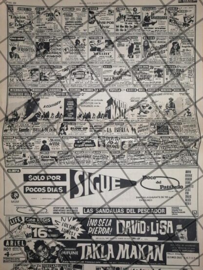 CARTELERA DE CINE RETRO 2 JUNIO 1969