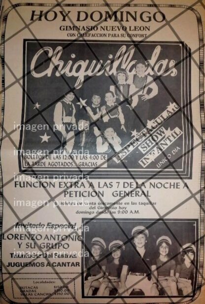 CARTEL RETRO CONCIERTO CHIQUILLADAS Y LORENZO ANTONIO MONTERREY