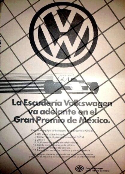 CARTEL RETRO ESCUDERIA VOLKSWAGEN GRAN PREMIO DE MEXICO 1987