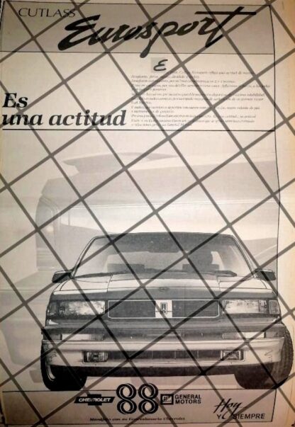 CARTEL RETRO AUTOS CUTLASS EUROSPORT 1987-88 1RA EDICION