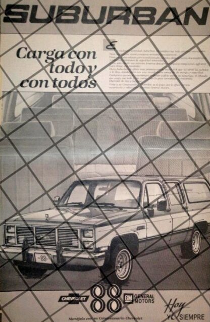 CARTEL RETRO CAMIONETA CHEVROLET SUBURBAN 1987 MTY