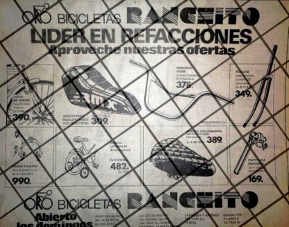 CARTEL PUBLICITARIO RETRO. BICICLETAS RANCHITO 1984 MONTERREY