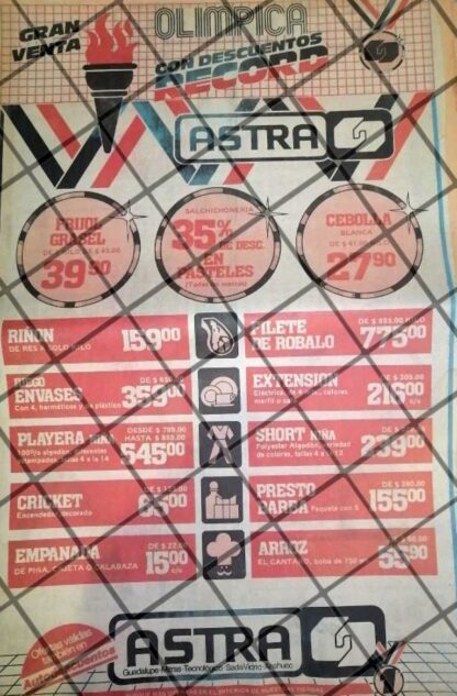 CARTEL PUBLICITARIO RETRO DE MONTERREY TIENDAS ASTRA 1984 3