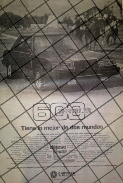 CARTEL RETRO AUTOS CHRYSLER 600 1984 /RARO