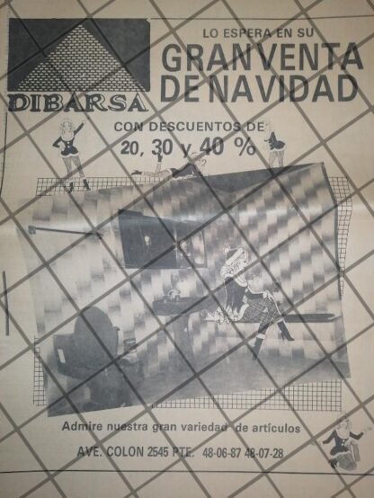 CARTEL PUBLICITARIO RETRO MONTERREY TIENDAS DIBARSA. 1984