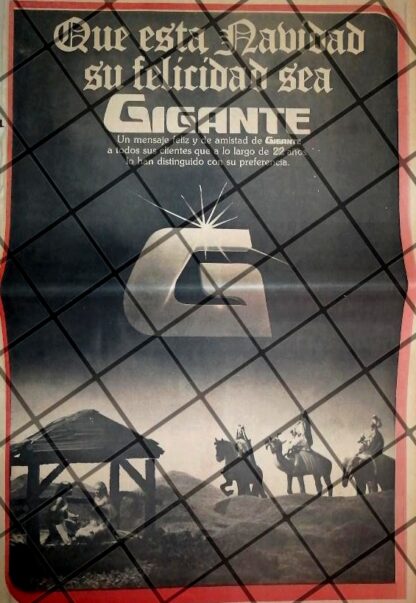 CARTEL PUBLICITARIO RETRO MONTERREY. TIENDAS GIGANTE 1984