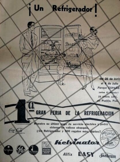 CARTEL PUBLICITARIO RETRO 1 FERIA DE LA REGRIGERACION 1958