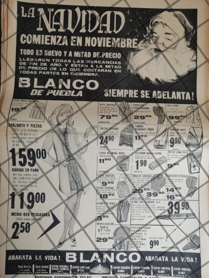 PUBLICIDAD ANTIGUA TIENDA BLANCO DE PUEBLA 1967 /5