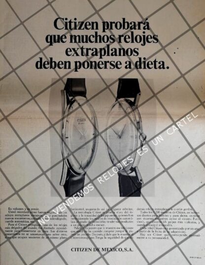 CARTEL PUBLICITARIO RETRO. RELOJES CITIZEN ULTRA PLANO 1969