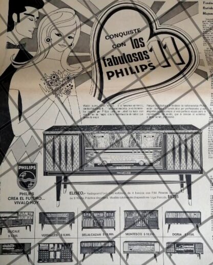 CARTEL PUBLICITARIO RETRO CONSOLAS PHILIPS 1969 / 17