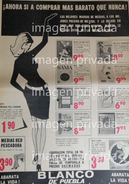 PUBLICIDAD ANTIGUA TIENDA BLANCO DE PUEBLA 1969