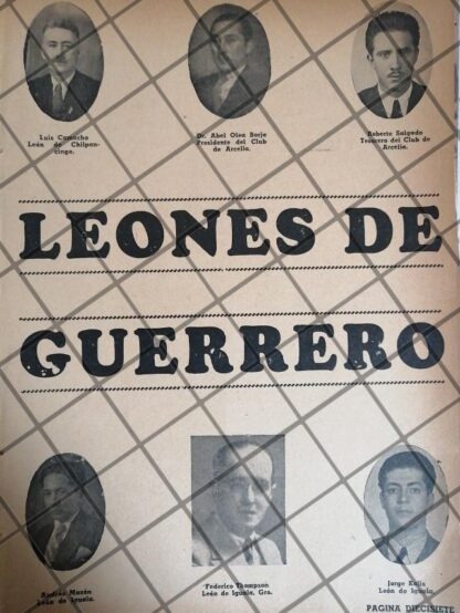 AFICHE RETRO MIEMBROS DEL CLUB DE LEONES DE GUERRERO 1945