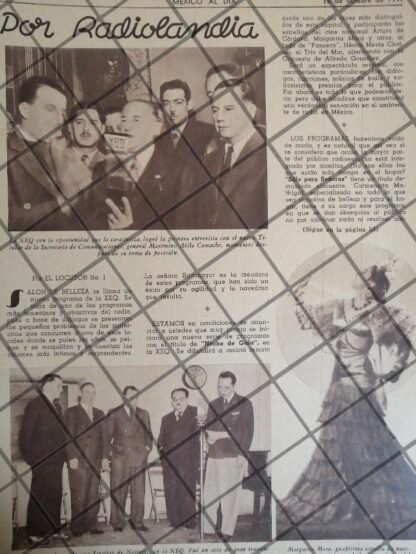 AFICHE RETRO RADIO DIFUSORA XEQ. INAUGURA NOTICIERO 1941