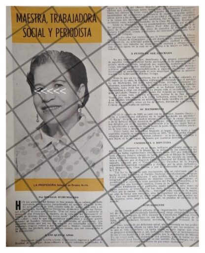 AFICHE ANTIGUO PROFESORA. SOLEDAD DE OROZCO AVILA 1974