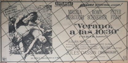 AFICHE PUBLICITARIO RETRO PELICULA. VERANO A LAS 10:30 1966