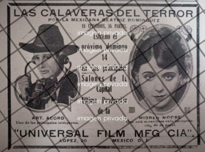 AFICHE RETRO PELICULA LAS CALAVERAS DEL TERROR 1920 CINE MUDO