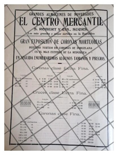 CARTEL PUBLICITARIO RETRO TIENDA CENTRO MERCANTIL 1911 -44