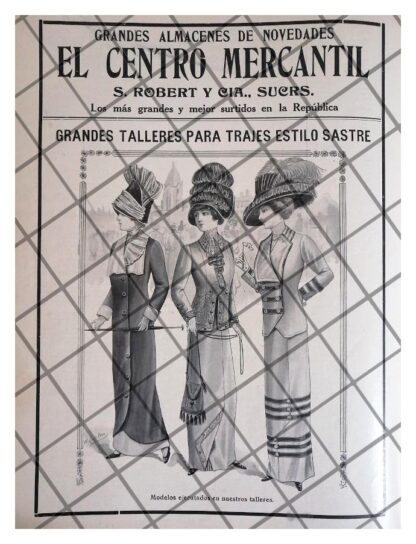 CARTEL PUBLICITARIO RETRO TIENDA CENTRO MERCANTIL 1911 -45