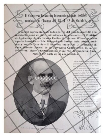 AFICHE RETRO FRANCISCO GARZA SADA CONGRESO CERVECERO 1911