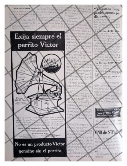 CARTEL PUBLICITARIO RETRO 1911 FONOGRAFO VICTROLA VICTOR 1