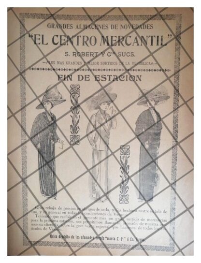 PUBLICIDAD ANTIGUA TIENDA EL CENTRO MERCANTIL 1911 50