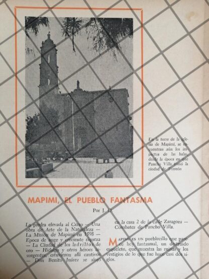 AFICHE RETRO IGLESIA Y PUEBLO DE MAPIMI, DURANGO 1969