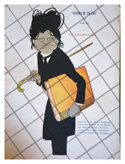 CARICATURA ANTIGUA. ANTONIO CASO 1920 POR: ANDRES AUDIFFRED