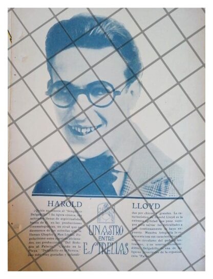 FOTO GRABADO ANTIGUO. ACTOR HAROLD LLOYD 1920 CINE MUDO