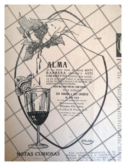 RARO AFICHE ANTIGUO VINOS ASTI BARBERA 1920